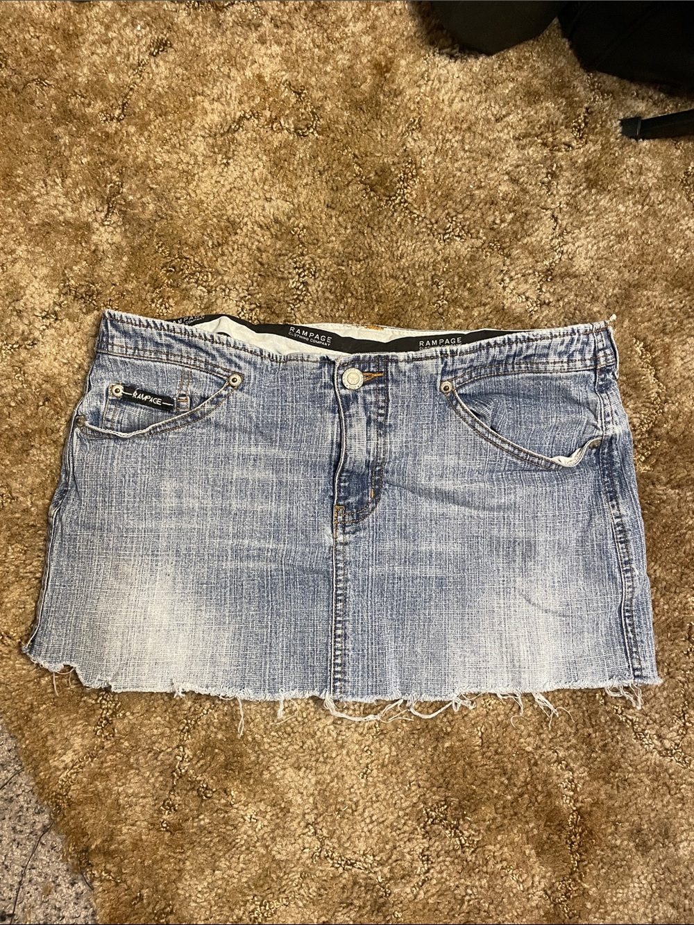 Rampage Clothing Company Y2K 2000s Style Cut Off Denim Jean Skirt Size 9